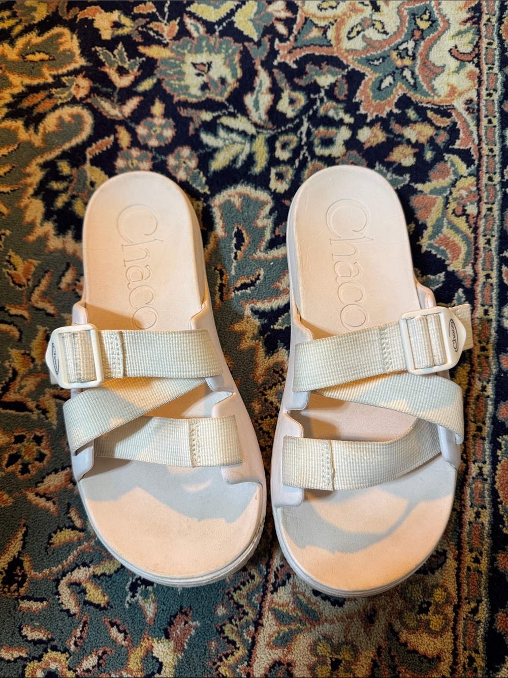 Chaco White Adjustable Slide Sandals - Womens 9